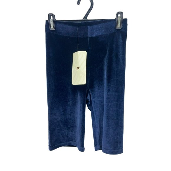 Fabletics High Waisted‎ Blue Velour Bike Shorts 9" XXS 0-2 - Picture 1 of 5